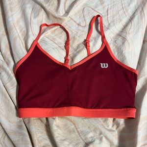 Pink and purple sports bra
